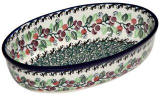 New Polish Pottery OVAL BAKER 9" X 6" Boleslawiec CA Pattern 1415 Euro Stoneware