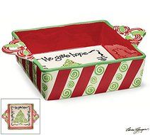 Christmas Festive Red &amp; Green Swirls Baking/Casserole Dish "Jesus Gives"