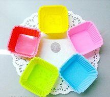 6pcs/set Kitchen Tools Square Shape Soft Silicone Mould Candy Muffin Cup Cake Christmas Mold Tool Cakecup Tools