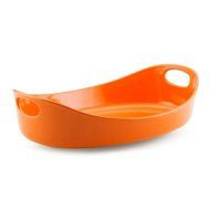 Rachael Ray Stoneware 4-1/2-Quart Bubble &amp; Brown Large Oval Baker, Orange