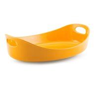 Rachael Ray Stoneware 4-1/2-Quart Bubble &amp; Brown Large Oval Baker, Orange N2