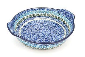 Polish Pottery Baker - Round with Grips - Large - Antique Rose