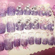 Spritech(TM) Fashion Women's 24 Pre Bling Paillette Diamond Design Fake Nail Piece Red N16