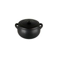 Denby Oven to Table Curved Bean Pot with Cover, 3.3-Liter, Black