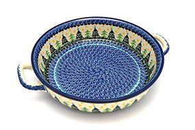 Polish Pottery Baker - Round with Handles - Large - Christmas Trees