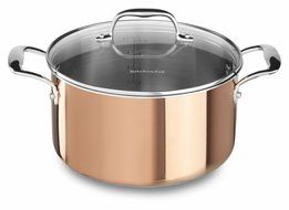 KitchenAid KCP60LCCP Tri-Ply Copper 6-Quart Low Casserole with Lid Cookware - Satin Copper
