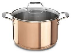 KitchenAid KCP60LCCP Tri-Ply Copper 6-Quart Low Casserole with Lid Cookware - Satin Copper N2