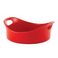 Rachael Ray Stoneware 3-Quart Large Round Bubble and Brown Baker, Orange N2