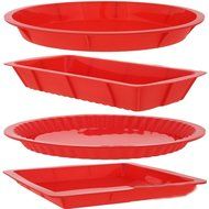 newhouse Red Silicone Bake Set - 4 High Quality Nonstick Silicone Bakeware - Round, Square, and Rectangular Shaped...