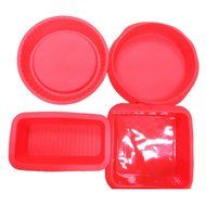 newhouse Red Silicone Bake Set - 4 High Quality Nonstick Silicone Bakeware - Round, Square, and Rectangular Shaped... N2