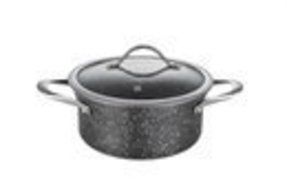 Sunkitchen 3qt sauce pot,black marble color with glass lid