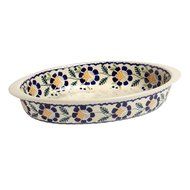 Orange Blossoms Handmade Ceramic Oval Baker Manufaktura W Bolesławiec Genuine Hand Painted Polish Pottery, 12-...