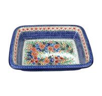 Polish Pottery Ceramika Artystyczna CA854U2728 Rolled Lip Roaster (1 Pack), 13.75 x 11.5", Multicolor