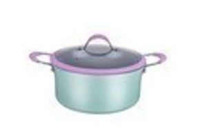 Sunkitchen 3qt sauce pot ,silicon lid with gass ,green color