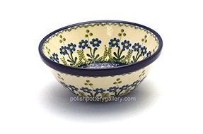 Polish Pottery Bowl - Salad/Cereal - Blue Spring Daisy