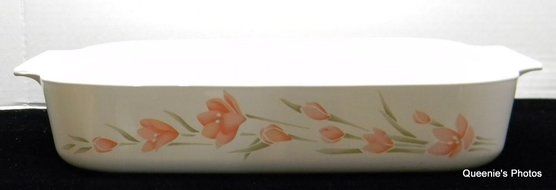 Corning Ware Roaster Large Baking Pan Peach Floral A-21 Corningware