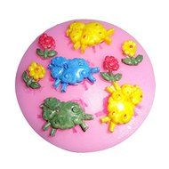 Kitty-Party DIY 3d Silicone Mold Tray Mini Cute Happy Running Sheep Flowers Shaped