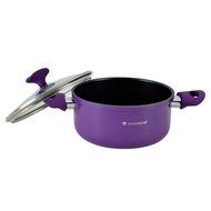 Wonderchef Induction Base Non-Stick Aluminum Elite Casserole with Lid, 20cm, 2-Pieces, Purple and Black
