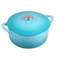 Denby Cast Iron Round Covered Casserole, 3-Liter, Blue