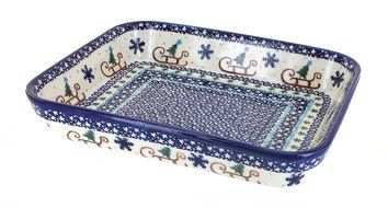 Polish Pottery Noel Nights Medium Rectangular Baker