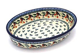 Polish Pottery Baker - Oval - Medium - Red Robin