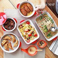 Solid Ceramic Kitchen Bakeware Set 5-Pieces Set baking pans Au Gratin dishes double-ears porcelain tableware (...