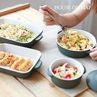 Solid Ceramic Kitchen Bakeware Set 5-Pieces Set baking pans Au Gratin dishes double-ears porcelain tableware (... N2