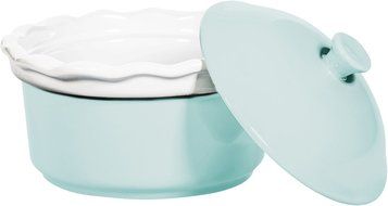 Brights 6.25"D Pastels Light Blue Round Casserole W/Ruffle E