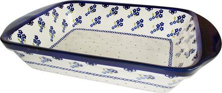 Boleslawiec Stoneware - Polish Pottery Lasagna Baker "Eva's Collection "Forget Me Not"