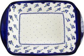 Boleslawiec Stoneware - Polish Pottery Lasagna Baker "Eva's Collection "Forget Me Not" N2
