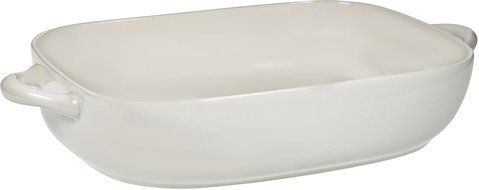 13&quot;L Maison White Rectangle Rounded Edge Baker W/Handles