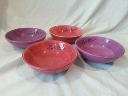 Set of 4 Small Pink and Purple Pasta Bowls 6.25 Inch Diameter X 2.25 Inches Tall