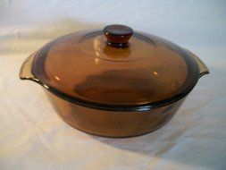 Anchor Hocking 1.5 qt Amber Brown Casserole Baking Dish Bowl Ovenware &amp; Lid (#437)