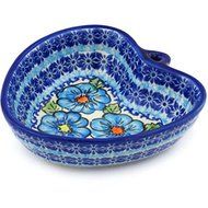 Ceramika Bona H0722H Polish Pottery Ceramic Heart Shaped Bowl Hand Painted, 6-Inch