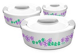 Milton Savor 3-Piece Hot Pot Keep Warm/Cold Insulated Casserole Gift Set with Stainless Steel Insert, Small, White