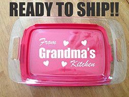 Personalized Pyrex Dish 7x11 Grandma&#039;s Kitchen Wedding Anniversary Gift W/lid