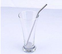 Stainless Steel Drinking Straws, Pack of 5, Bent, Party Straws, Flexible and Soft Cleaning Brush Included N2