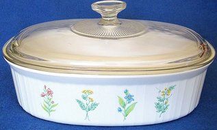 Corning Ware F-2-B Floral Oval Casserole 2.8 Liter with Lid