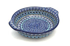 Polish Pottery Baker - Round with Grips - Medium - Aztec Sky