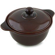 Polish Pottery Baker with Cover with Handles 10-inch Brown