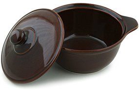 Polish Pottery Baker with Cover with Handles 10-inch Brown N2