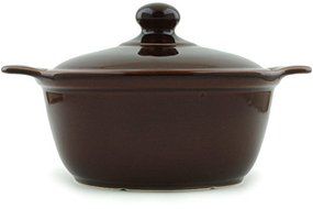 Polish Pottery Baker with Cover with Handles 10-inch Brown N3