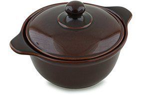 Polish Pottery Baker with Cover with Handles 10-inch Brown N4