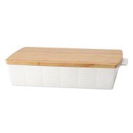Lenox Entertain 365 Sculpture Rectangular Baker with Lid, White N2