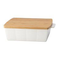 Lenox Entertain 365 Sculpture Rectangular Baker with Lid, White N5