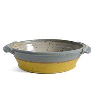 Minkler Pottery Oval Casserole, Blue/Yellow