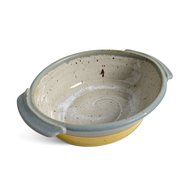 Minkler Pottery Oval Casserole, Blue/Yellow N2