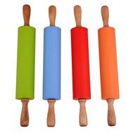 Jypc 4PCS Silicone Non-stick Rolling Pin with Wood Handle
