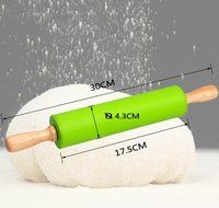 Jypc 4PCS Silicone Non-stick Rolling Pin with Wood Handle N9