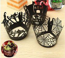 Spider Web Witch Castle Halloween Cupcake Cake Wrappers Halloween Party Decoration. (1,200, Witch) N4